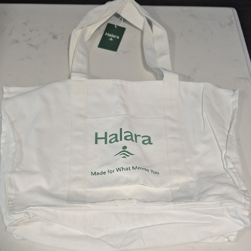 HALARA White Tote with Green Logo